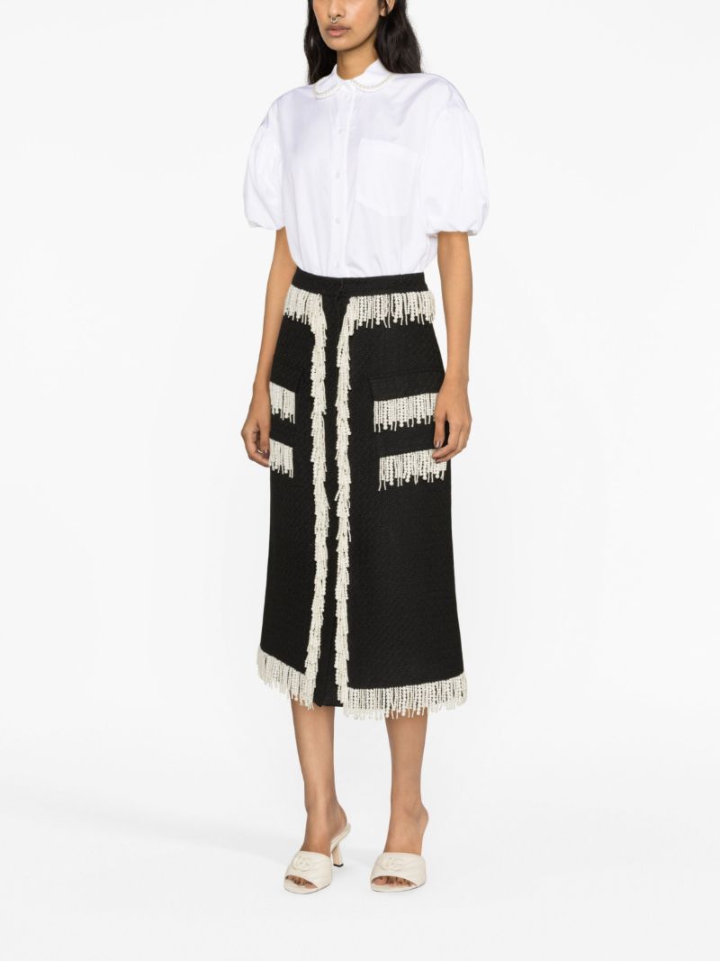 Black Victoria Tweed Midi Skirt