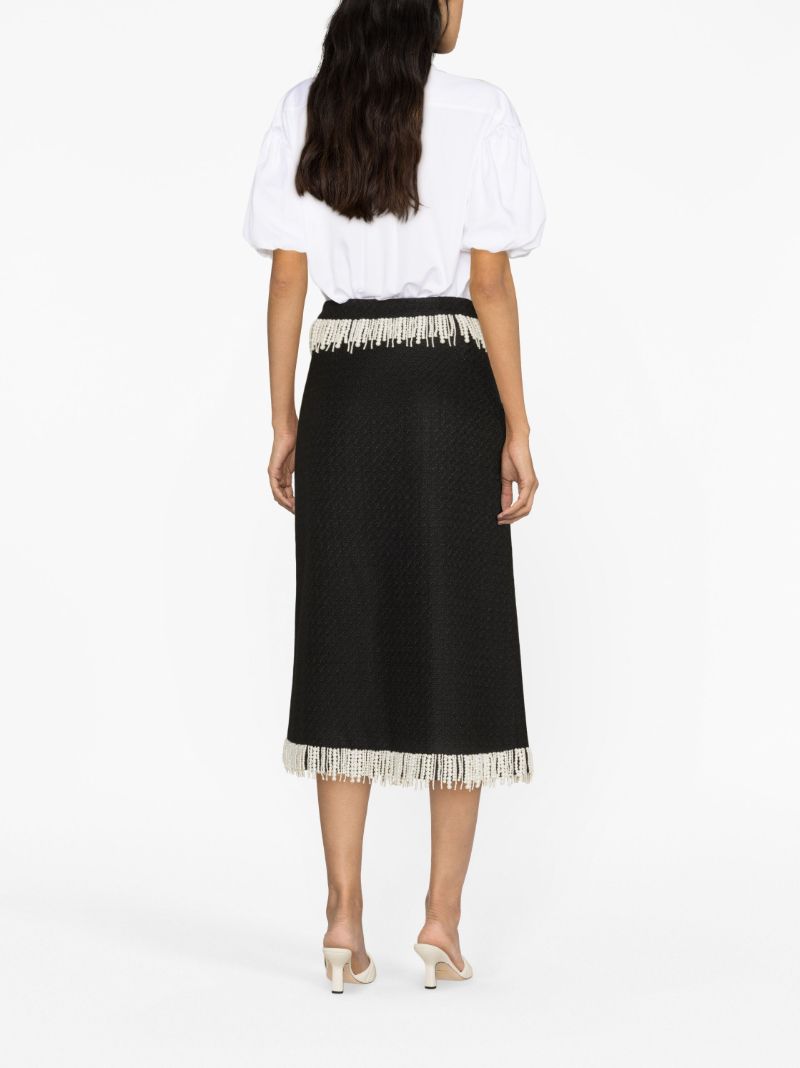 Black Victoria Tweed Midi Skirt