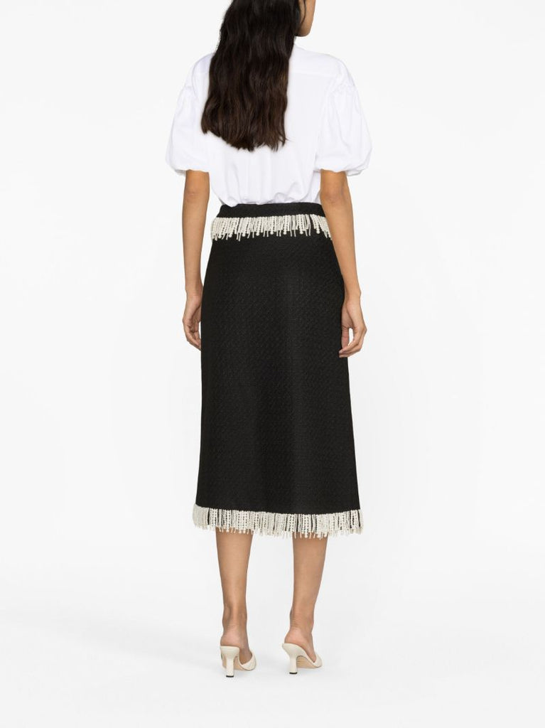 Black Victoria Tweed Midi Skirt