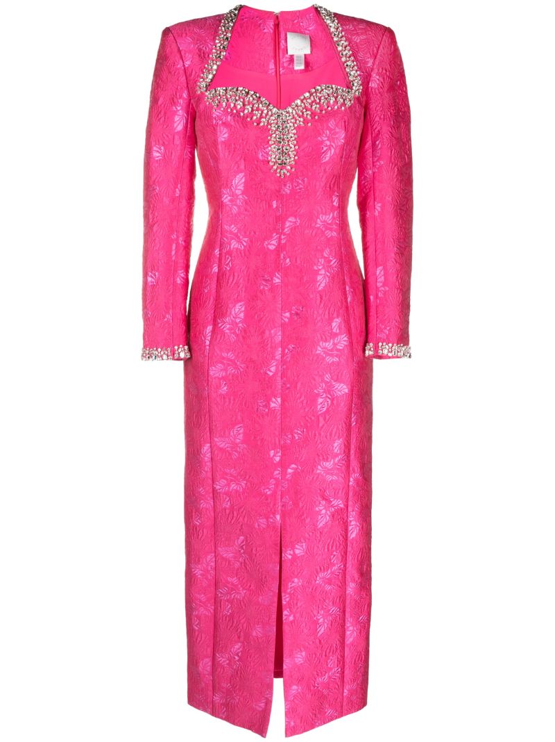 Pink Eleanor Crystal-embellished Midi Dress