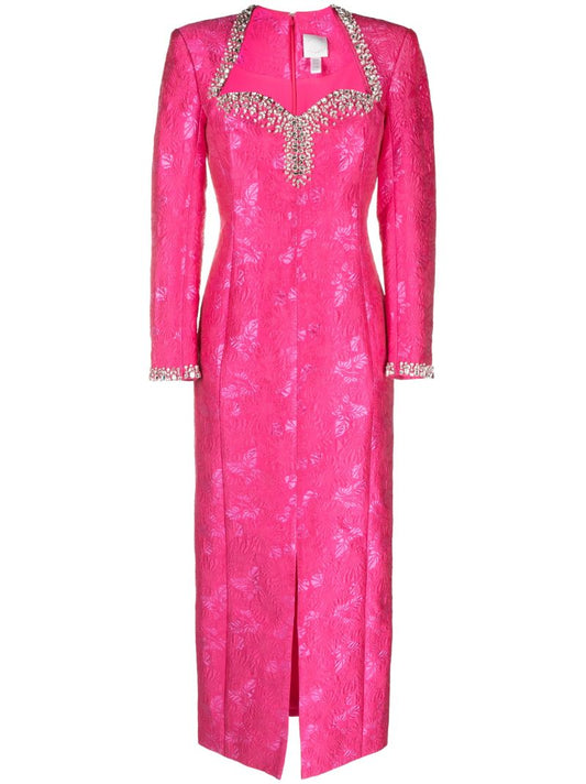 Pink Eleanor Crystal-embellished Midi Dress