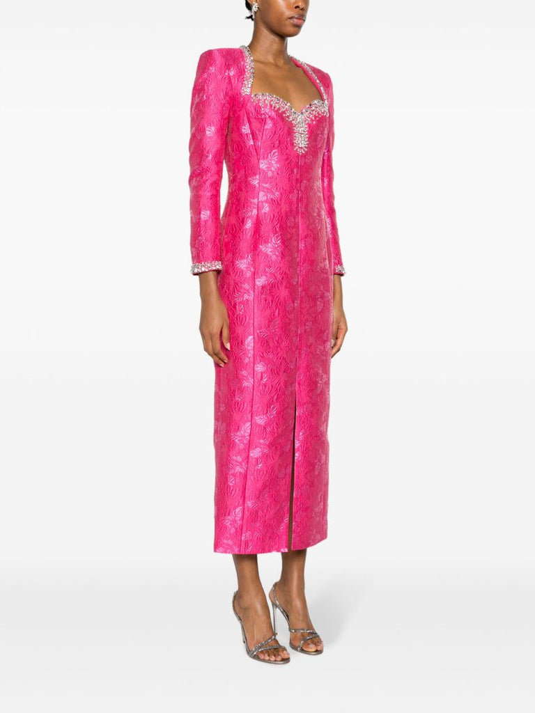 Pink Eleanor Crystal-embellished Midi Dress