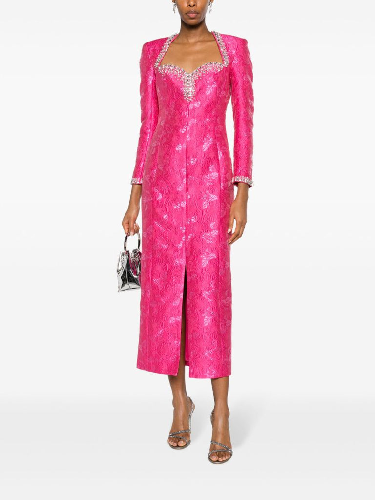 Pink Eleanor Crystal-embellished Midi Dress
