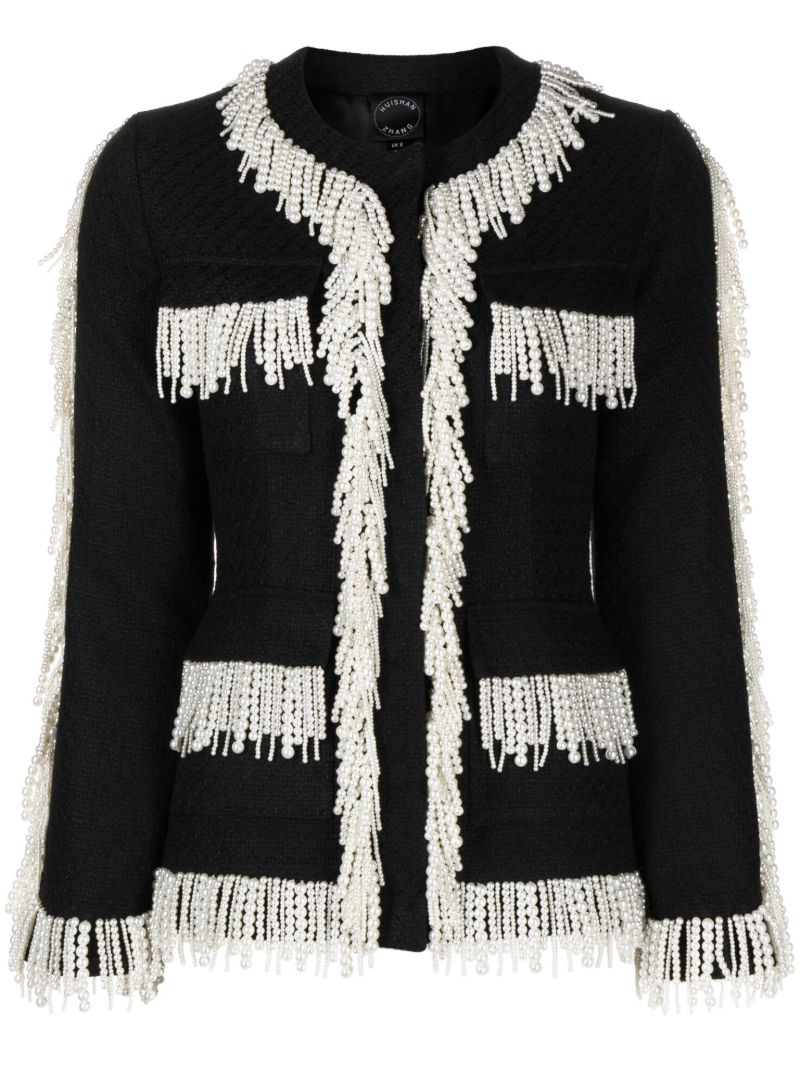 Black Cecil Faux-pearl Tweed Jacket