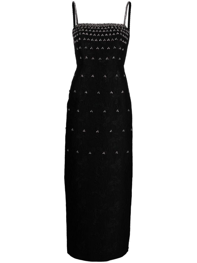 Black Astra Crystal-embellished Midi Dress