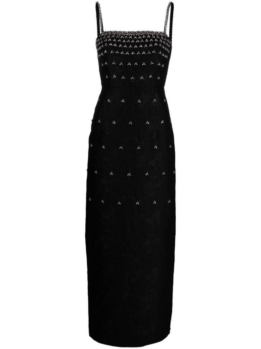 Black Astra Crystal-embellished Midi Dress