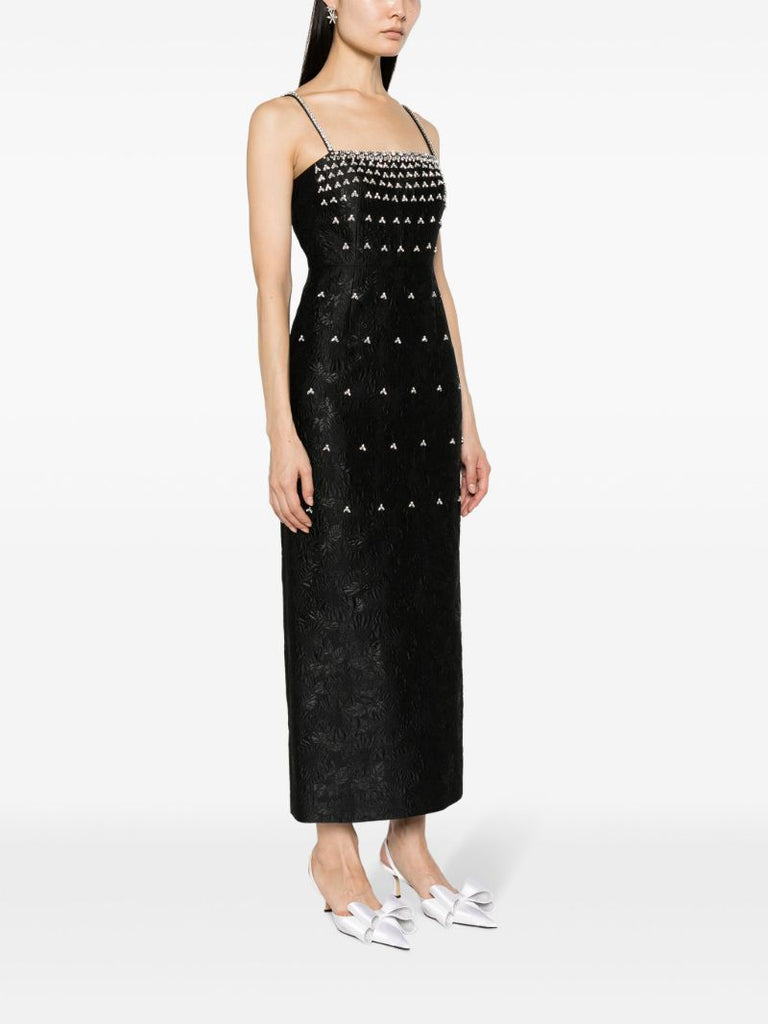 Black Astra Crystal-embellished Midi Dress