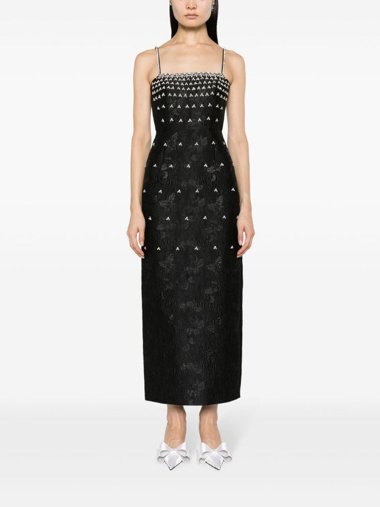 Black Astra Crystal-embellished Midi Dress