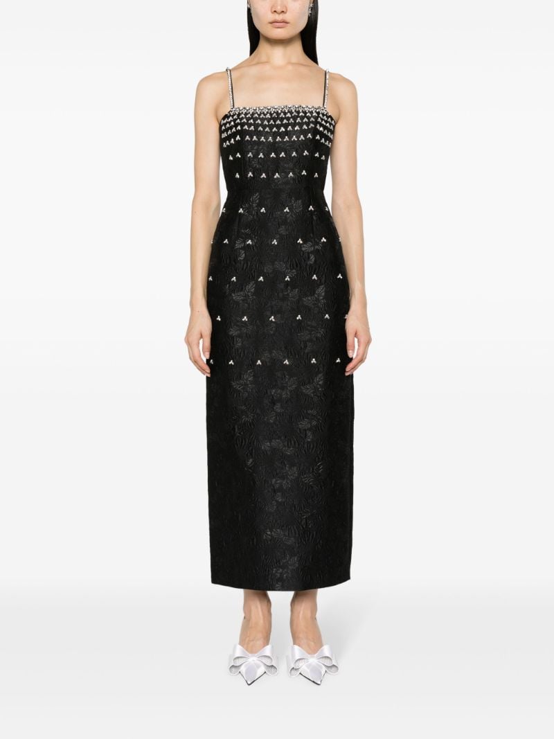 Black Astra Crystal-embellished Midi Dress