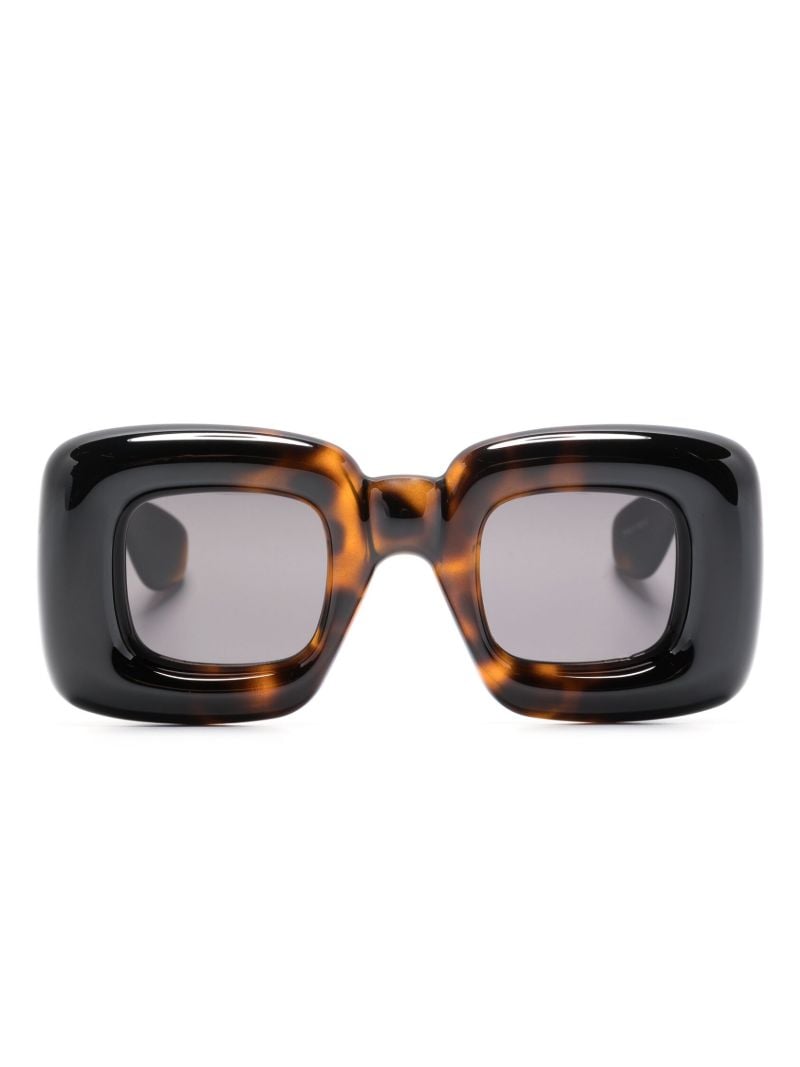 Brown Inflated Square Frame Sunglasses