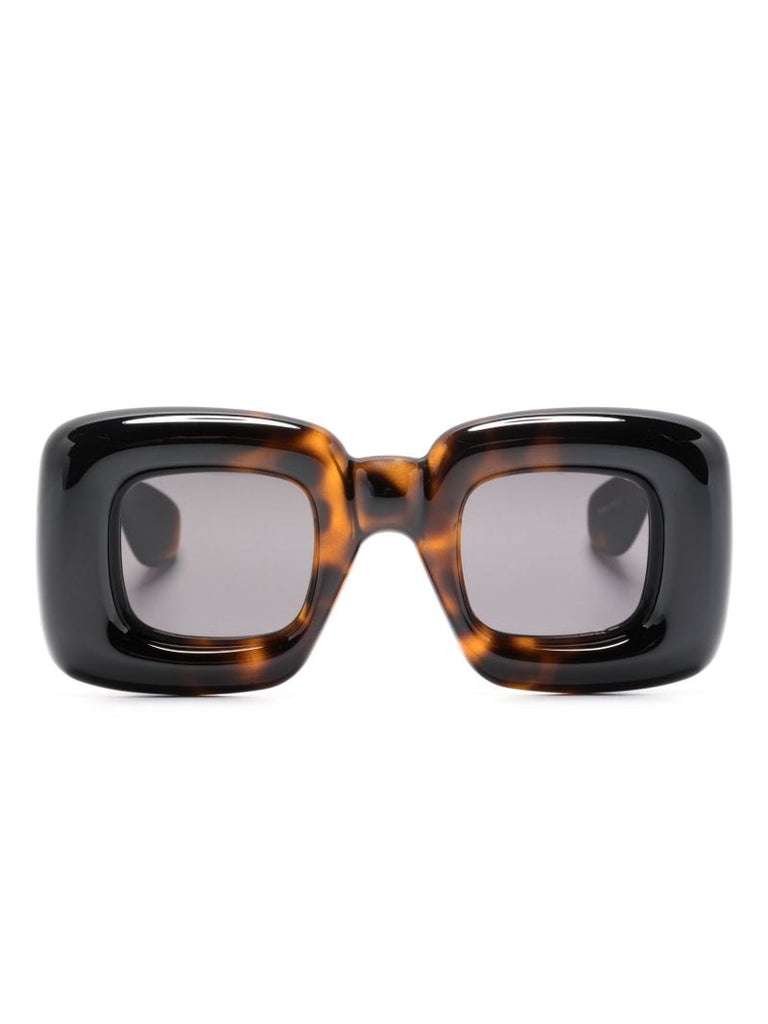 Brown Inflated Square Frame Sunglasses