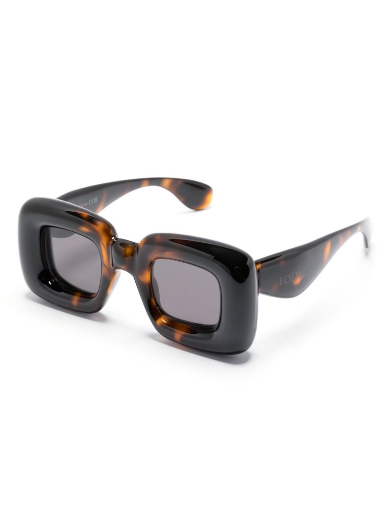 Brown Inflated Square Frame Sunglasses