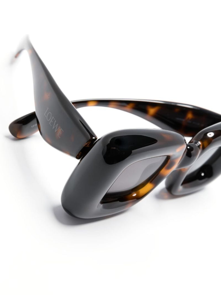 Brown Inflated Square Frame Sunglasses