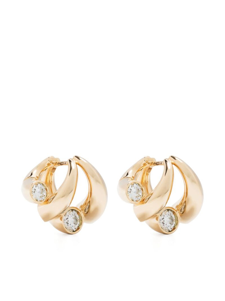 18k Yellow Gold Oera Diamond Hoop Earrings