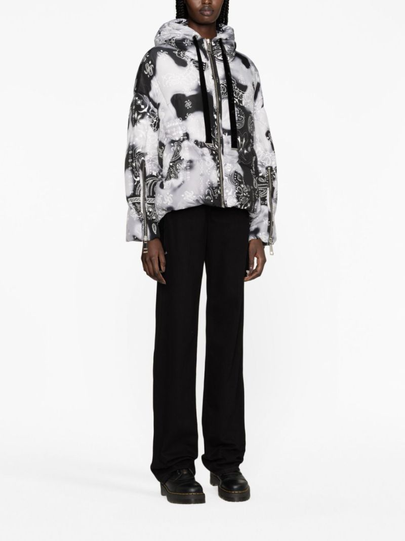 Black Bandana Velour Puffer Jacket