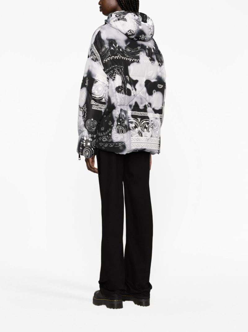 Black Bandana Velour Puffer Jacket