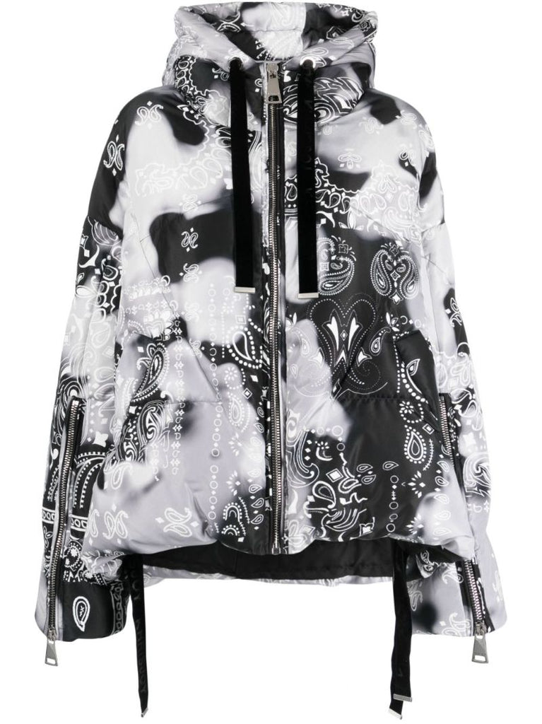 Black Bandana Velour Puffer Jacket