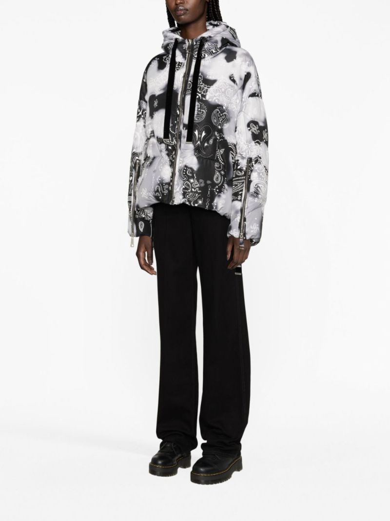 Black Bandana Velour Puffer Jacket