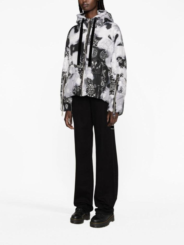 Black Bandana Velour Puffer Jacket