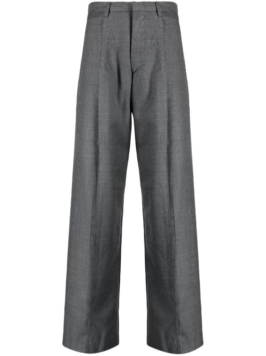 Grey Inverted Wide-leg Wool Trousers