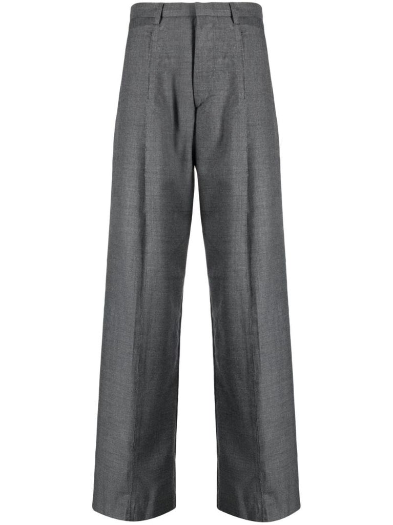 Grey Inverted Wide-leg Wool Trousers