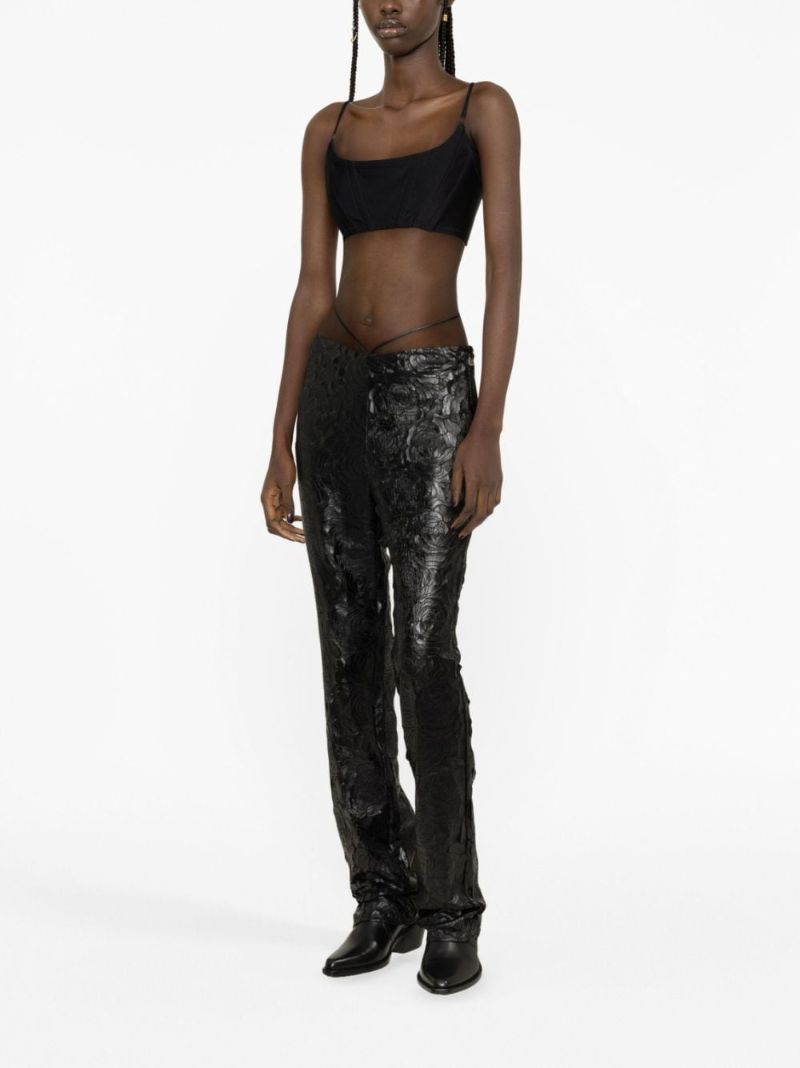 Black Floral Flared Trousers