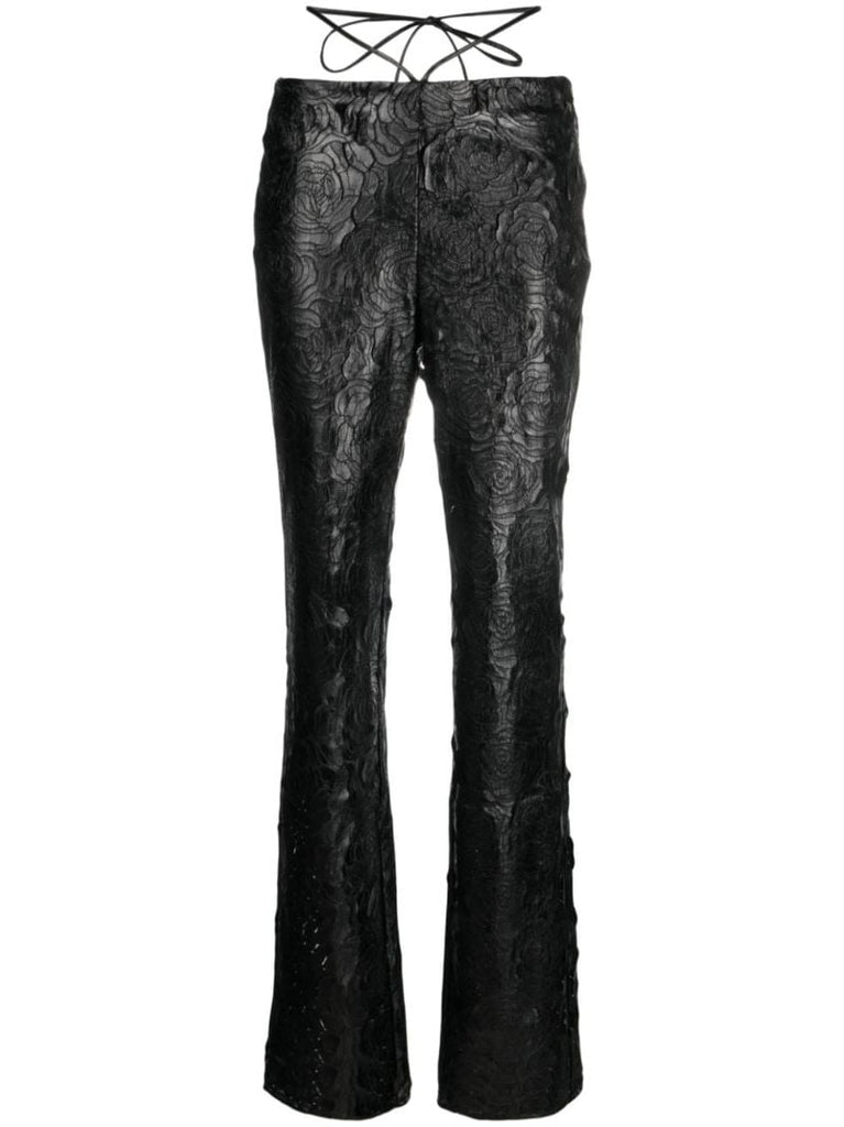 Black Floral Flared Trousers