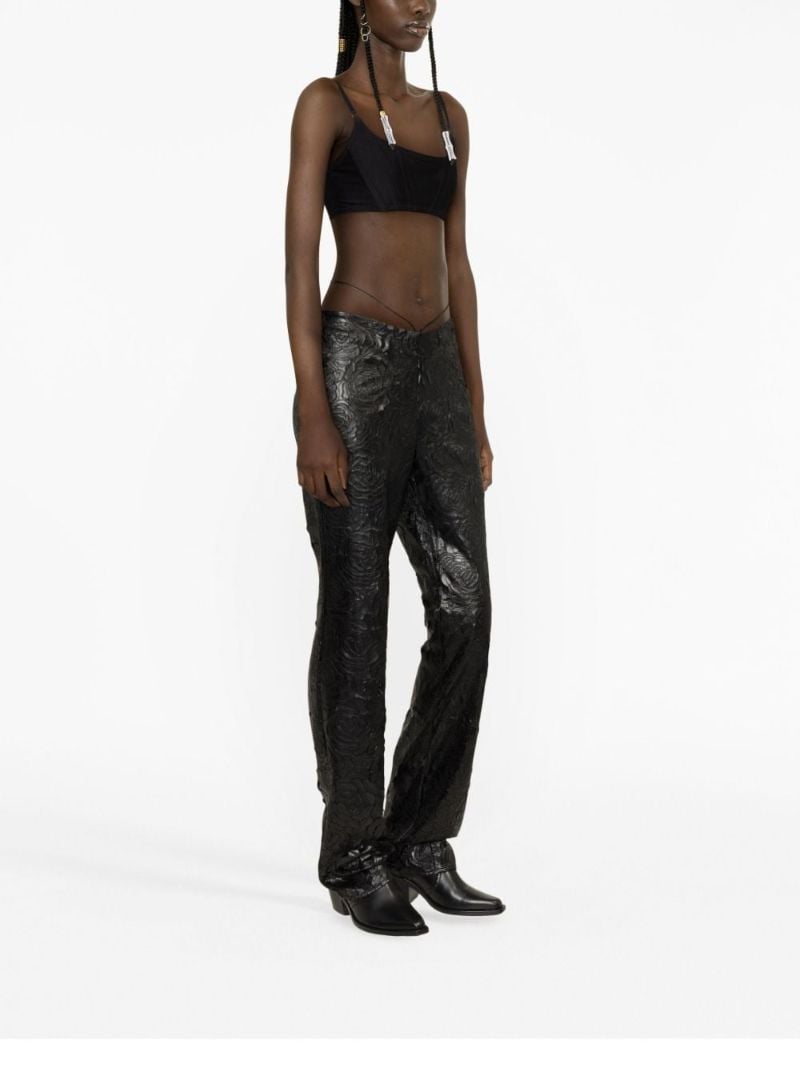Black Floral Flared Trousers