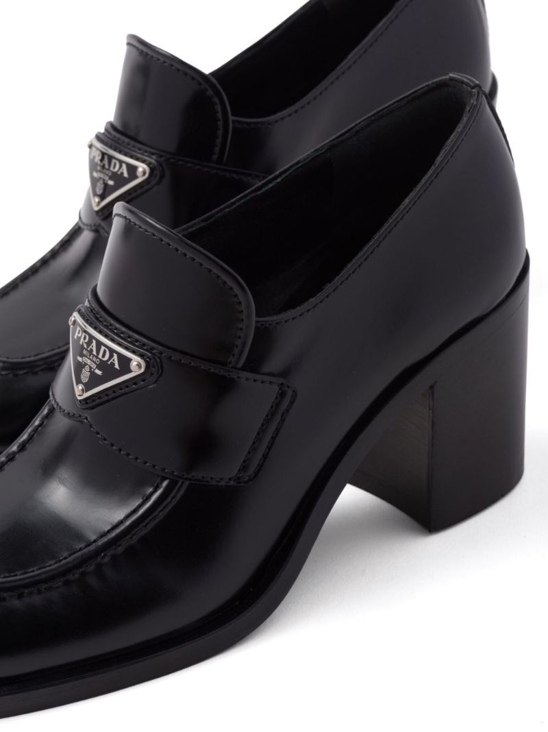 Black Triangle Logo 75mm Leather Loafers