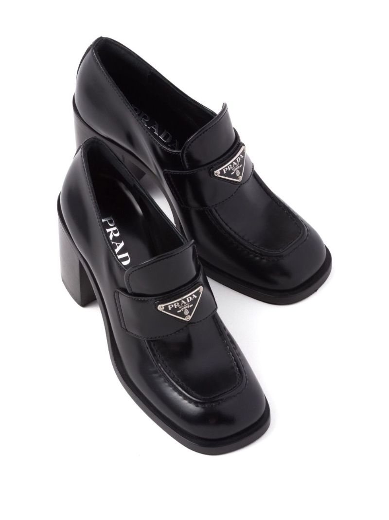 Black Triangle Logo 75mm Leather Loafers