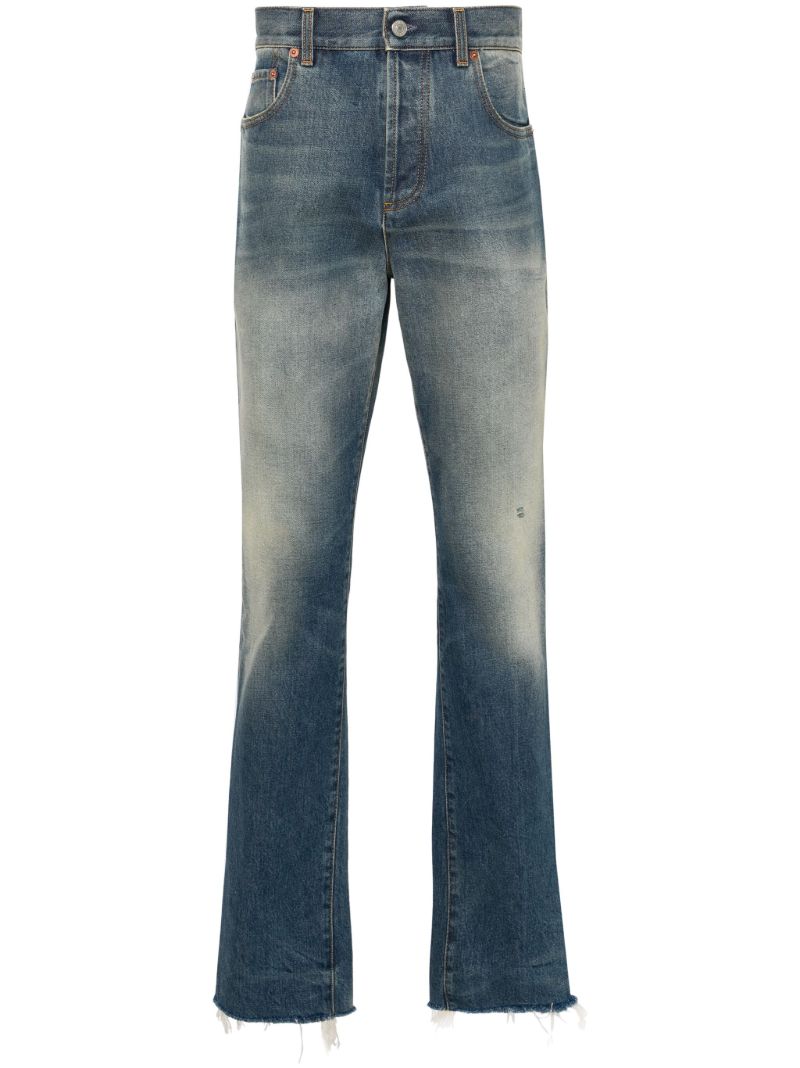 Blue Mid-rise Straight-leg Jeans
