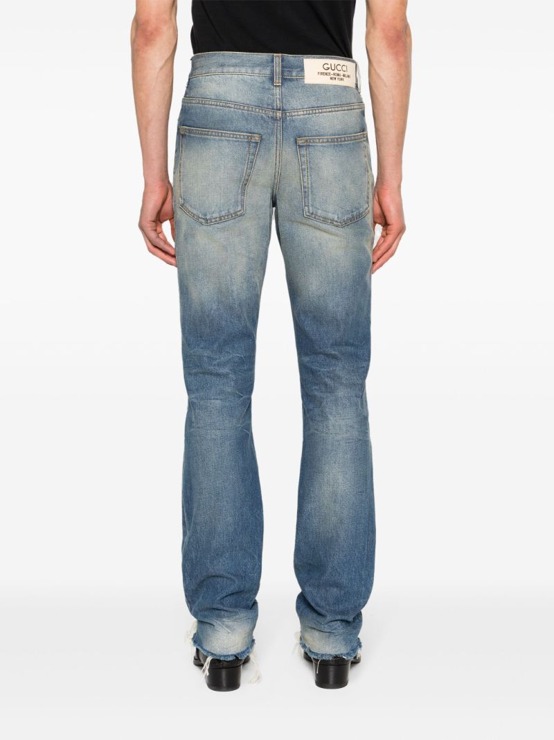 Blue Mid-rise Straight-leg Jeans
