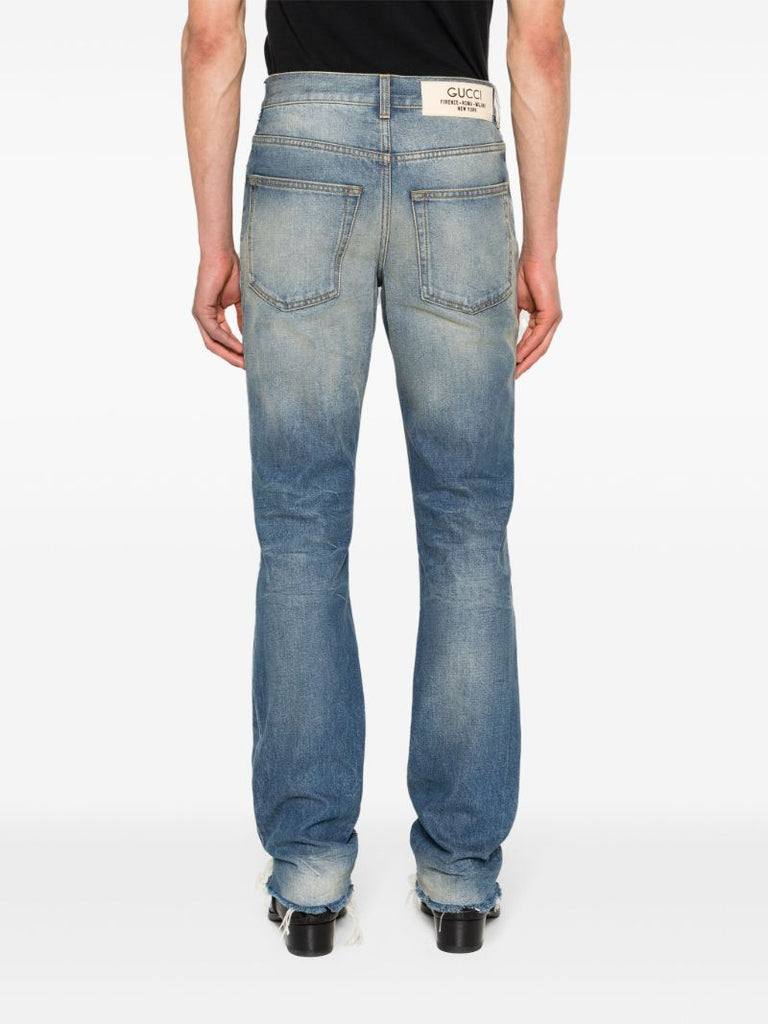 Blue Mid-rise Straight-leg Jeans