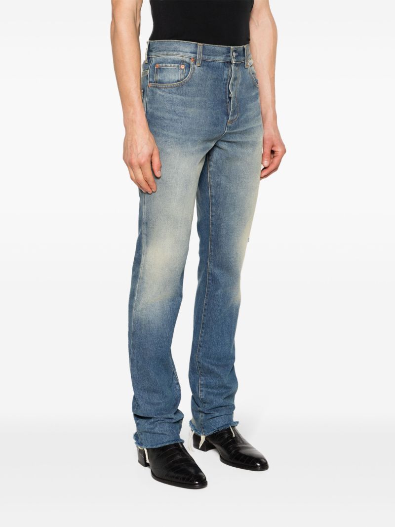 Blue Mid-rise Straight-leg Jeans