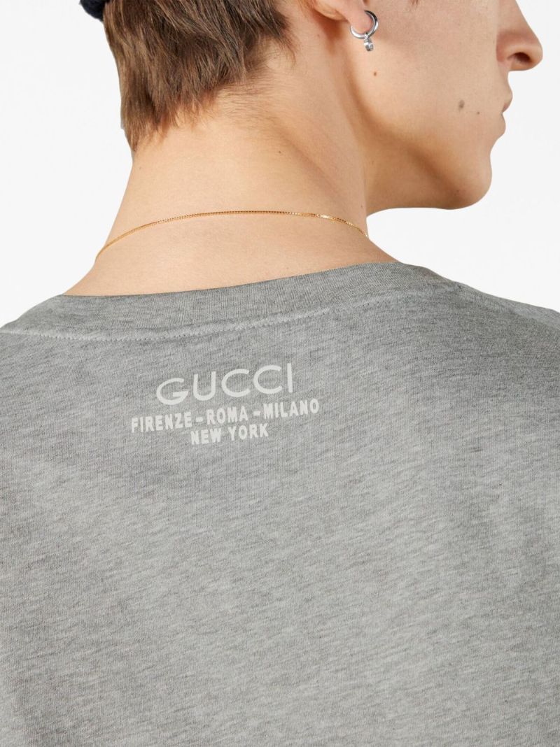 Grey Split-neck Cotton T-shirt