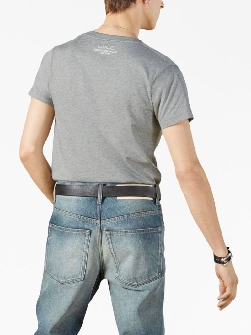Grey Split-neck Cotton T-shirt