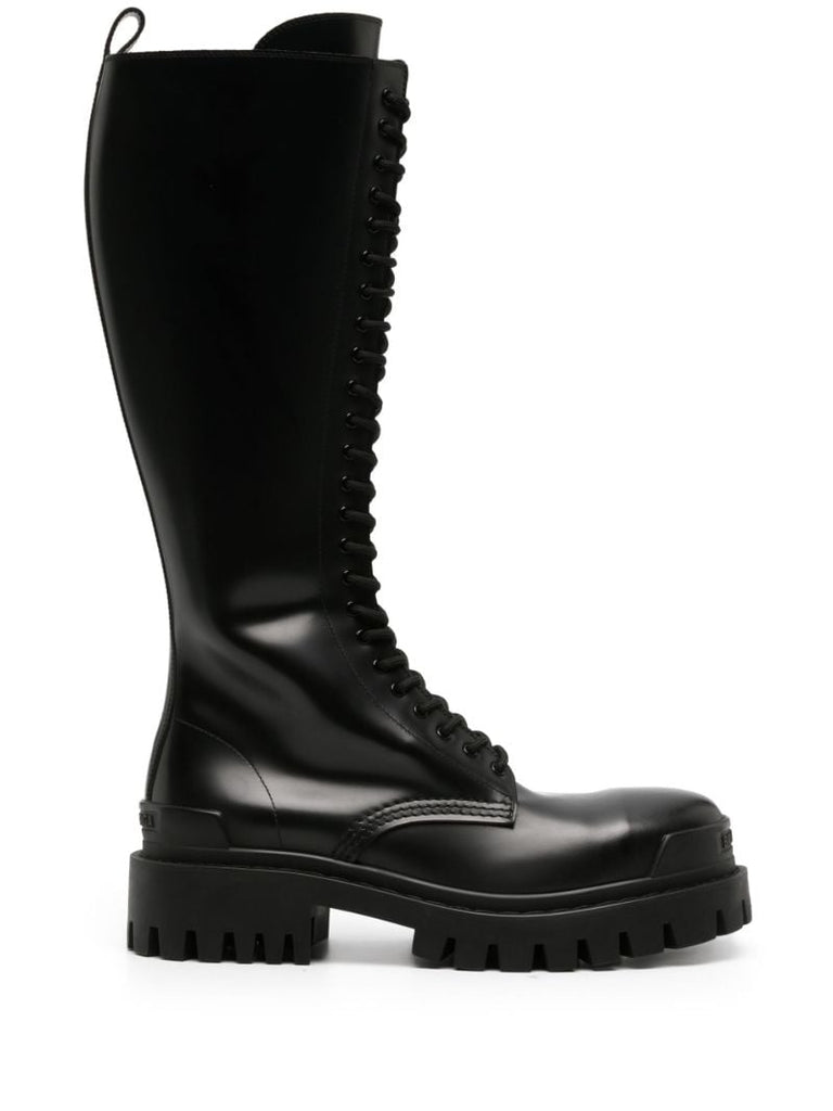 Black Strike Leather Boots