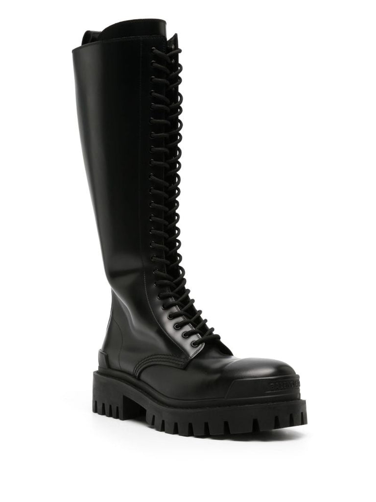 Black Strike Leather Boots
