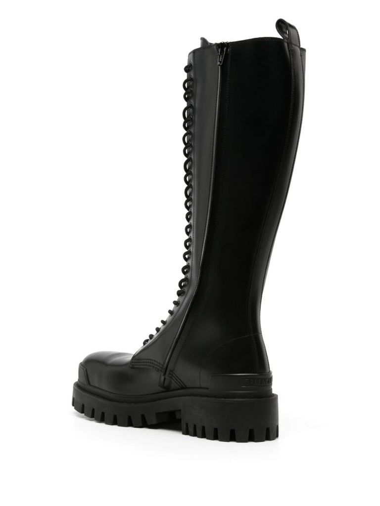 Black Strike Leather Boots
