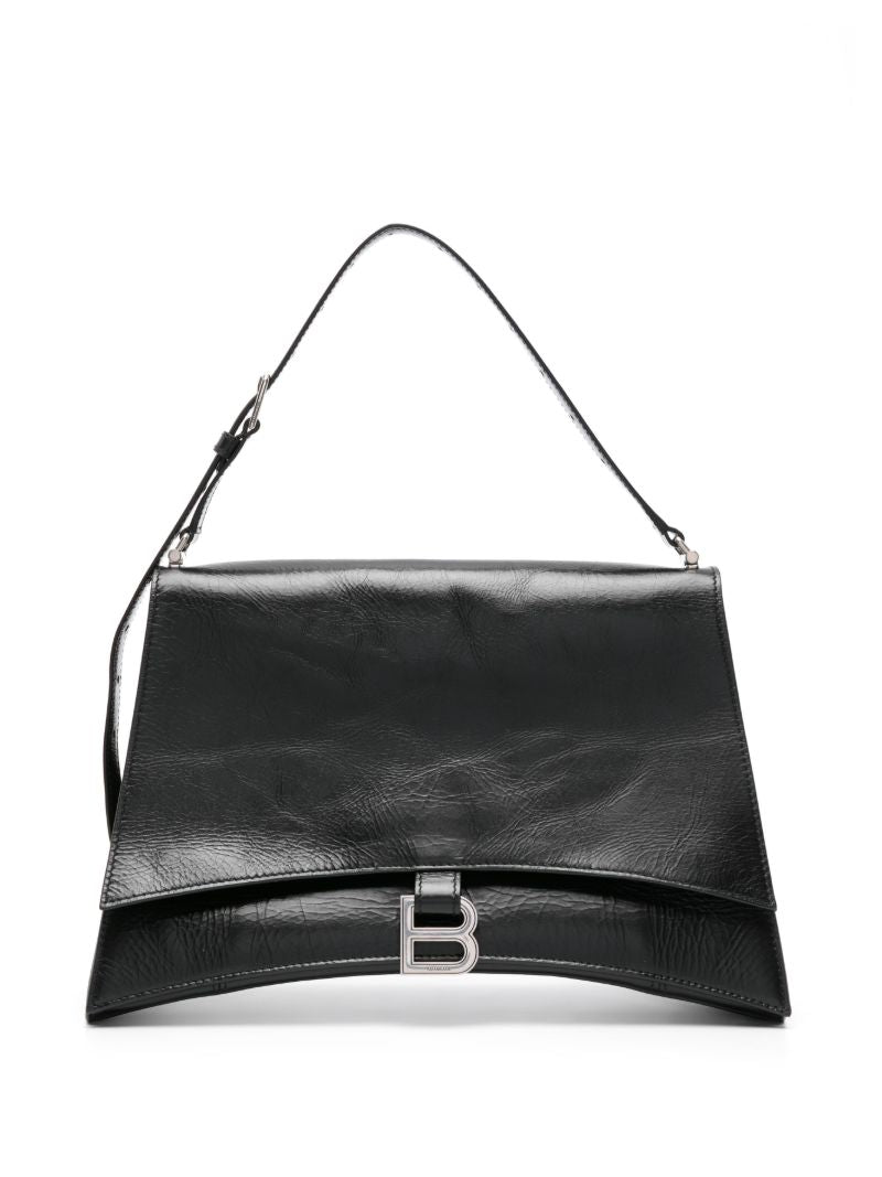 Black Crush Sling Medium Leather Shoulder Bag