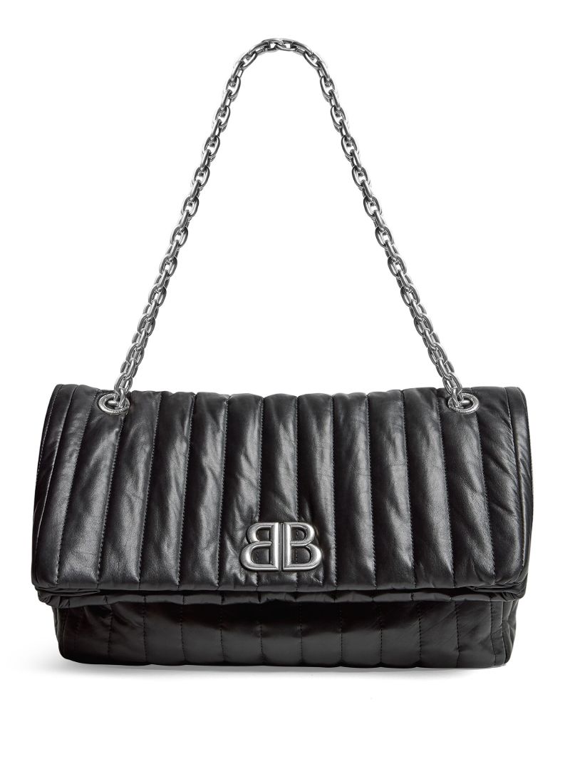 Black Monaco Medium Leather Shoulder Bag