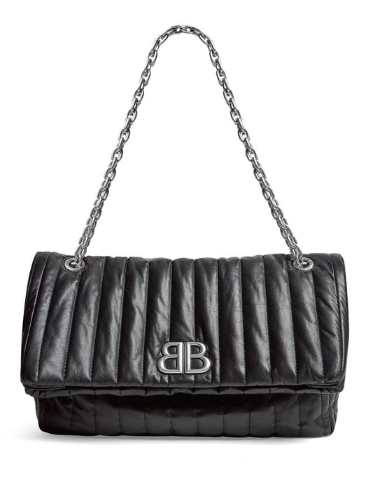 Black Monaco Medium Leather Shoulder Bag