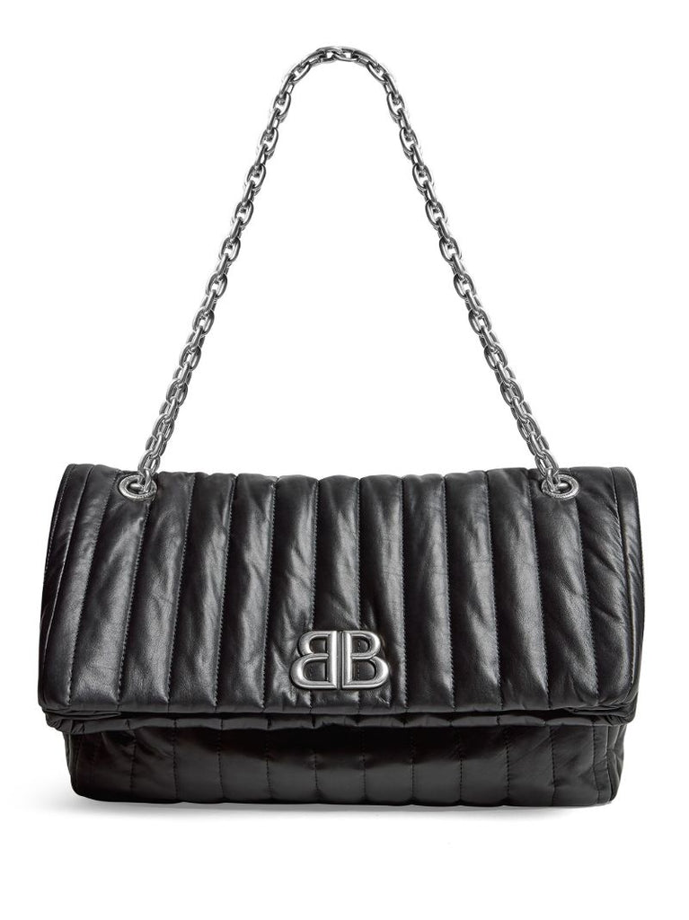 Black Monaco Medium Leather Shoulder Bag