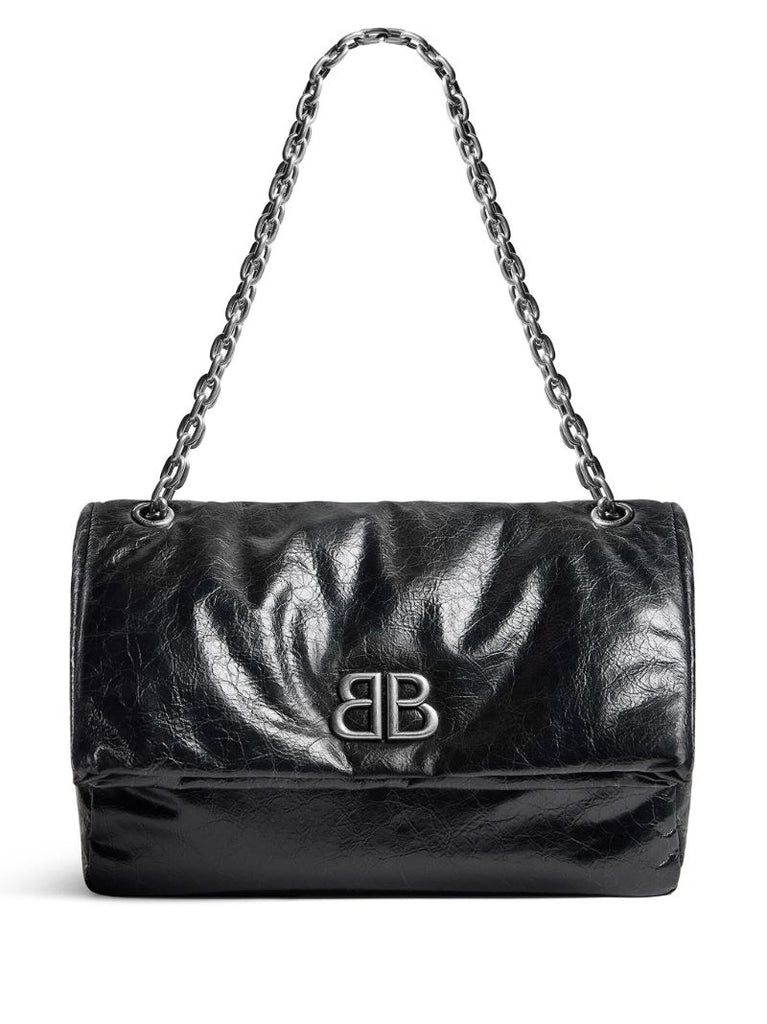 Black Monaco Medium Leather Shoulder Bag