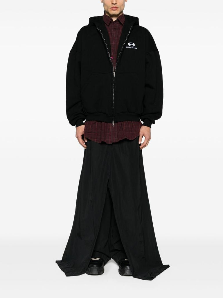 Black Double Front Track Pants