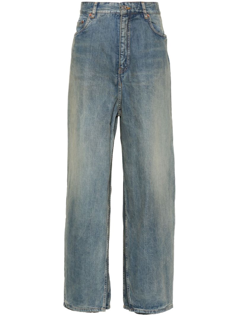 Blue Double Front Wide-leg Jeans