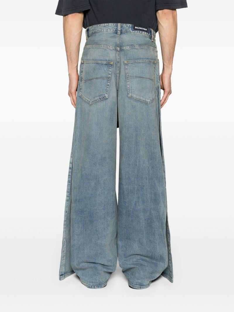 Blue Double Front Wide-leg Jeans