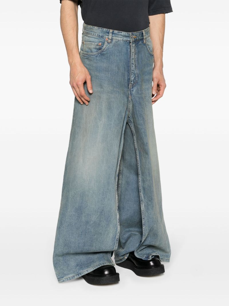 Blue Double Front Wide-leg Jeans