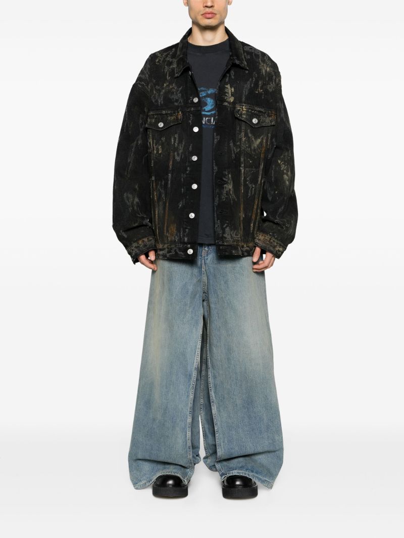 Blue Double Front Wide-leg Jeans