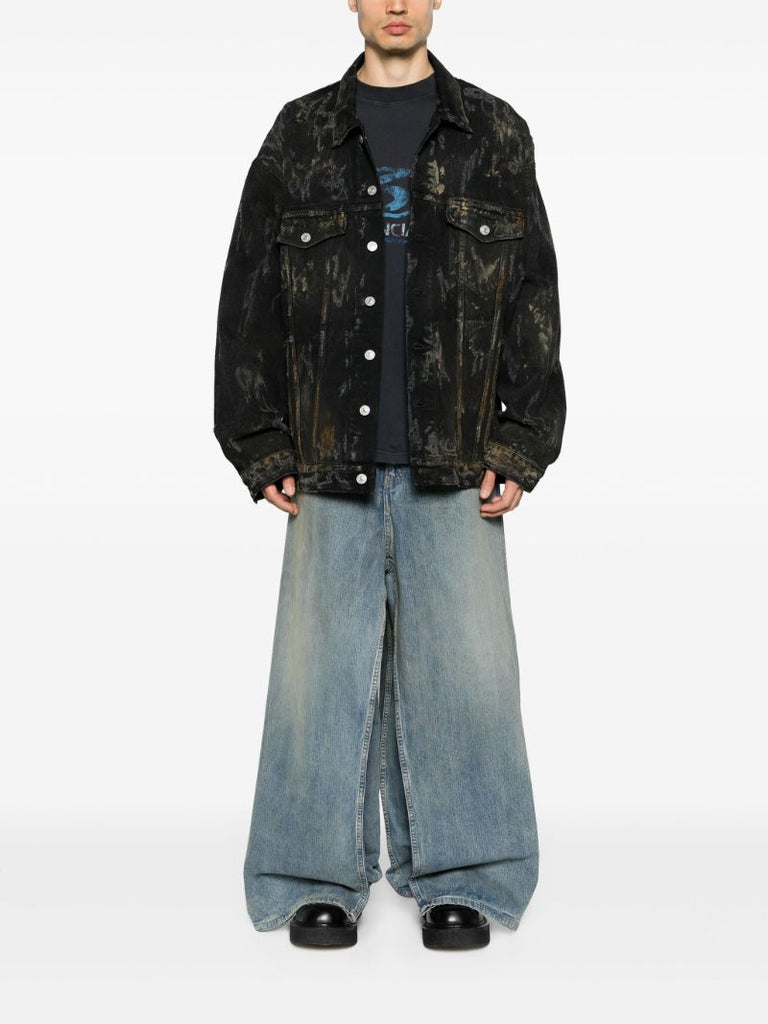 Blue Double Front Wide-leg Jeans